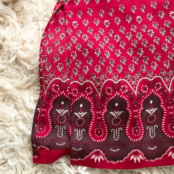 Nordstrom | Red Black Maxi Dress Floral Print Slit Large Paisley Print - Picture 5 of 11